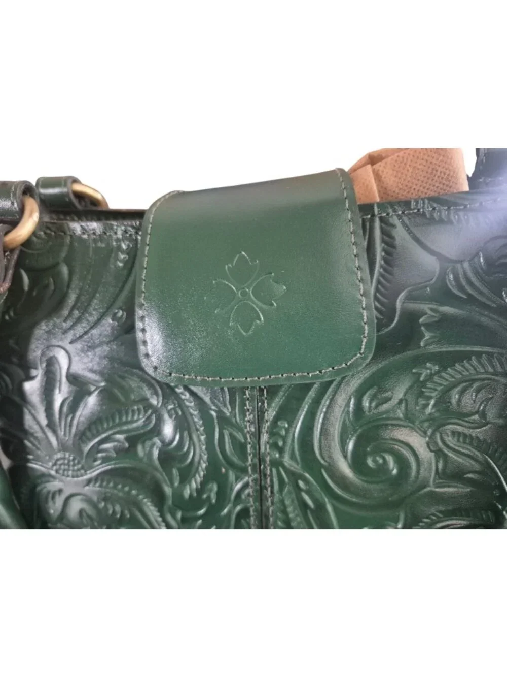 Patricia Nash Rienzo Soft Green Embossed Leather Handbag